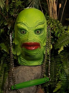 Pinup Couture Green Creature Shoulder Bag with Silver Chain